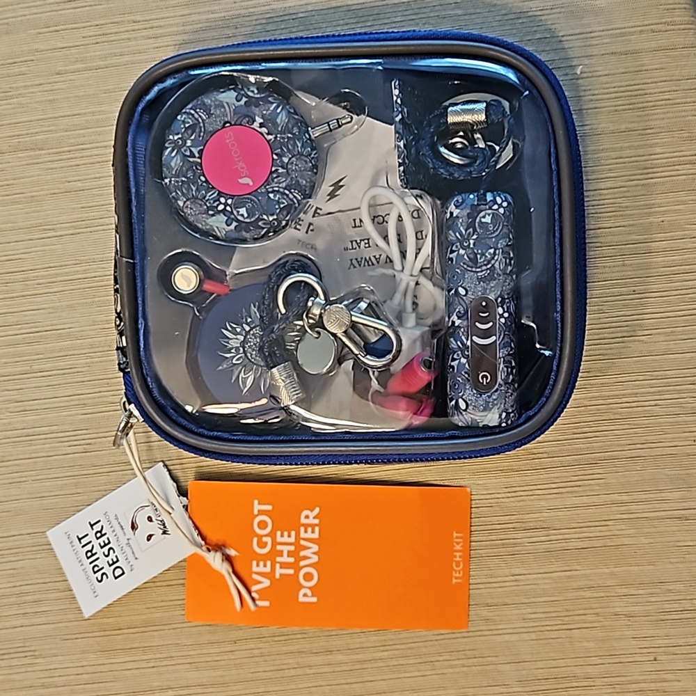 Tech kit for phone....sound splitter, power bank, ring stand holder, earbuds